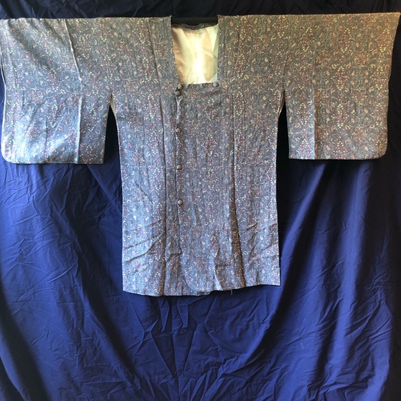 Light weight blue/grey silk michiyuki coat - Picture 1 of 6